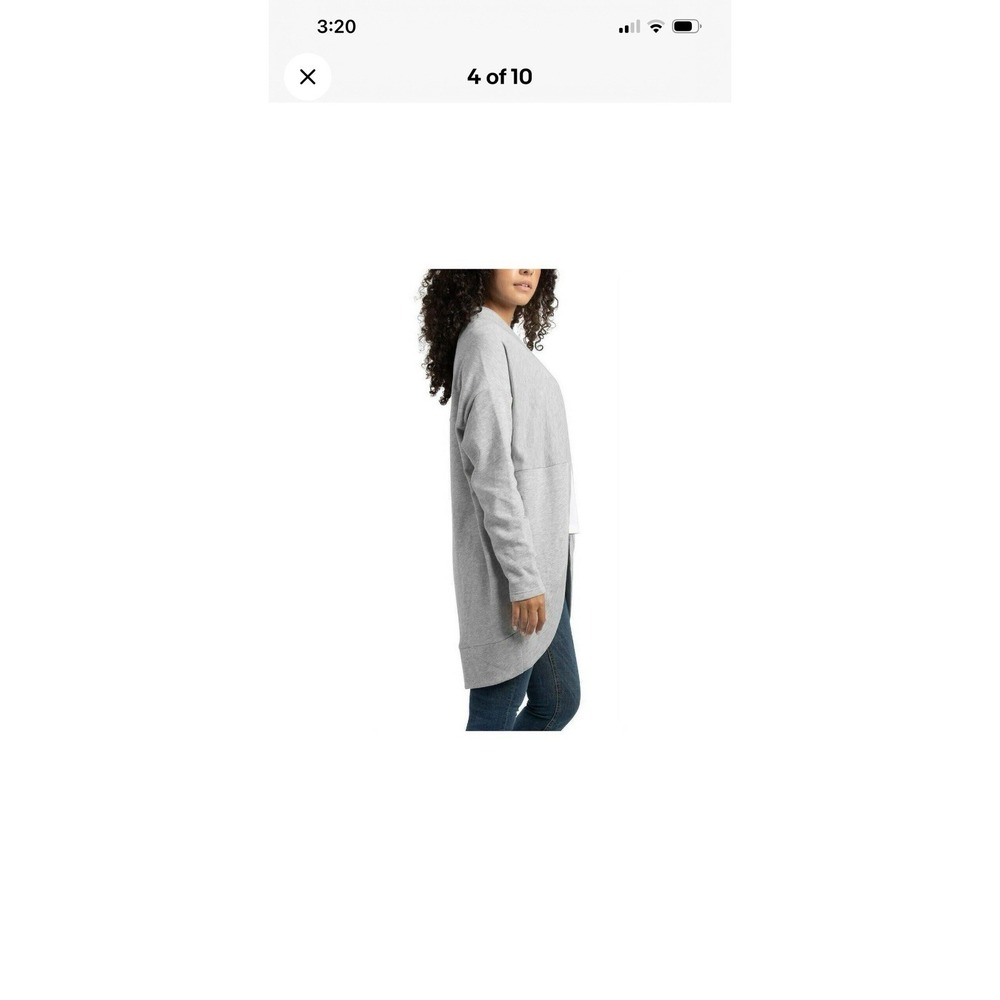 Ecothreads Ladies' Open Front Long Sleeve Fleece Cardigan, Gray, Size: XS - Picture 2 of 2
